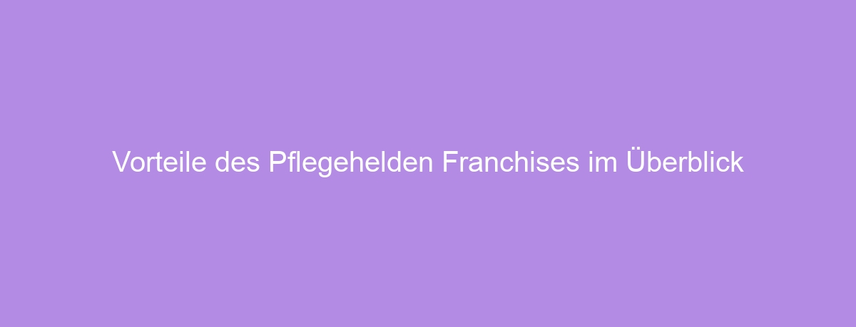 Vorteile des Pflegehelden Franchises im Überblick